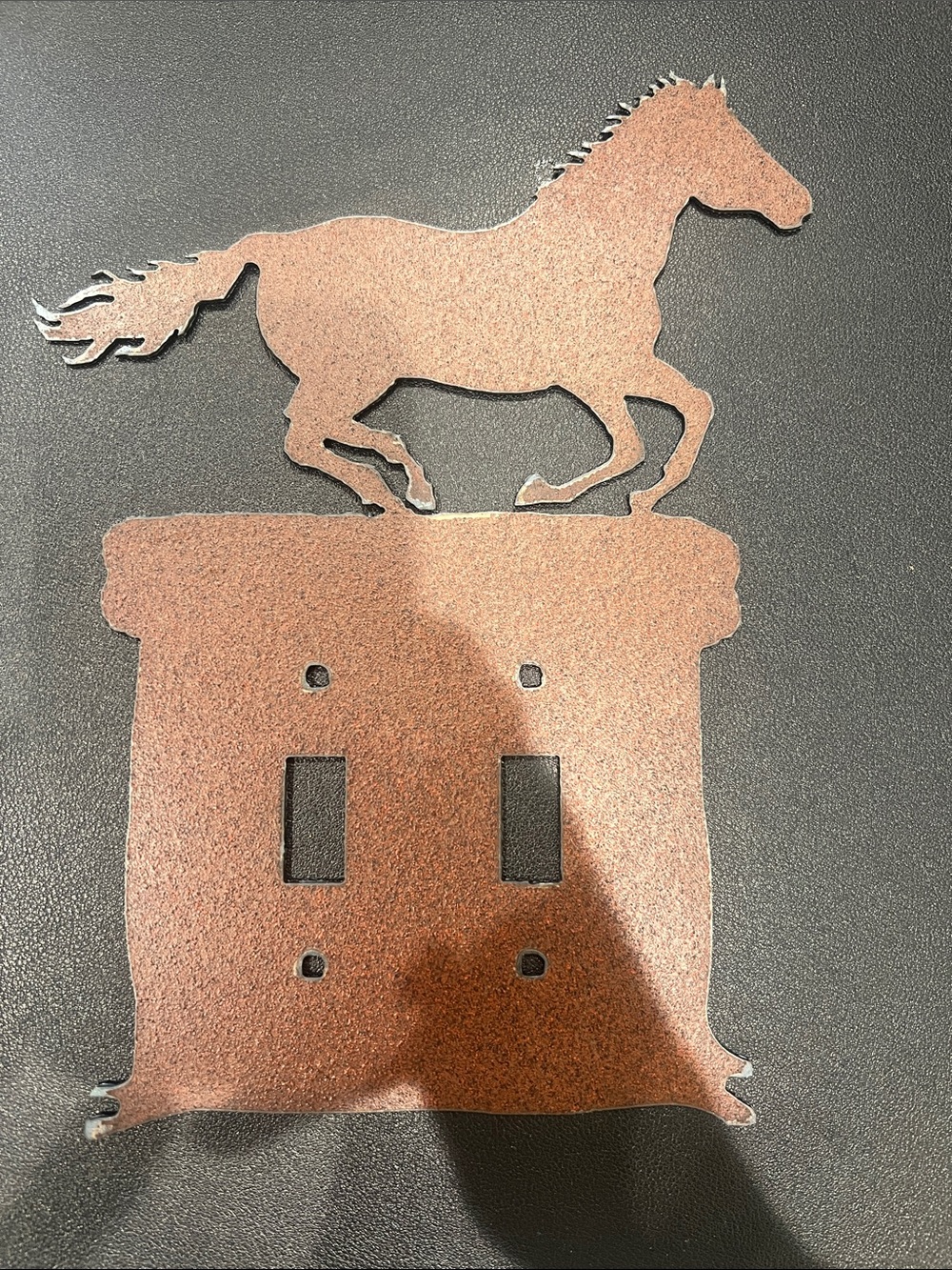 Rust Brown Horse Double Switch Plate Cover - Rustic Wall Decor